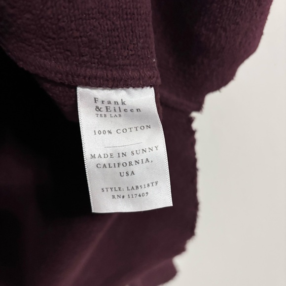 Frank and Eileen Maroon Burgundy Mock Neck 100% Cotton Long Sleeve Sweater - Picture 4 of 5